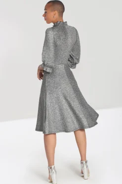 Hell Bunny Haze Mid Dress Silver
