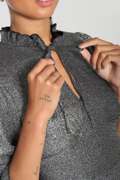 Hell Bunny Haze Mid Dress Silver