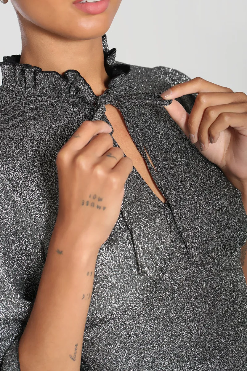 Hell Bunny Haze Mid Dress Silver