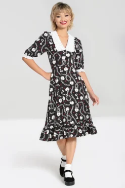 Hell Bunny Heart Lock Mid Dress Black Clearance