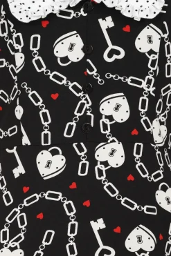 Hell Bunny Heart Lock Mid Dress Black Clearance