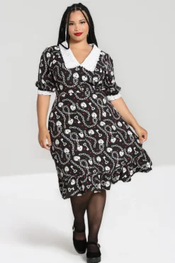 Hell Bunny Heart Lock Mid Dress Black Clearance