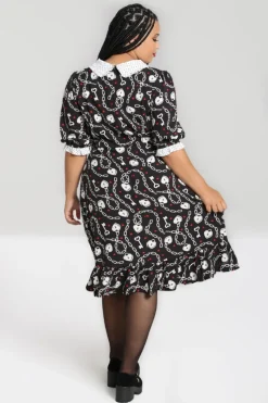 Hell Bunny Heart Lock Mid Dress Black Clearance