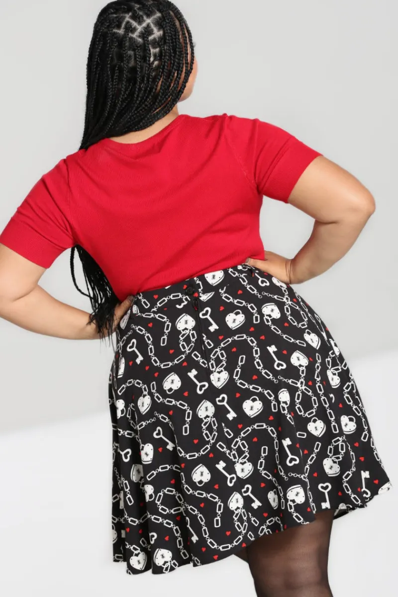 Hell Bunny Heart Lock Mini Skirt Black New