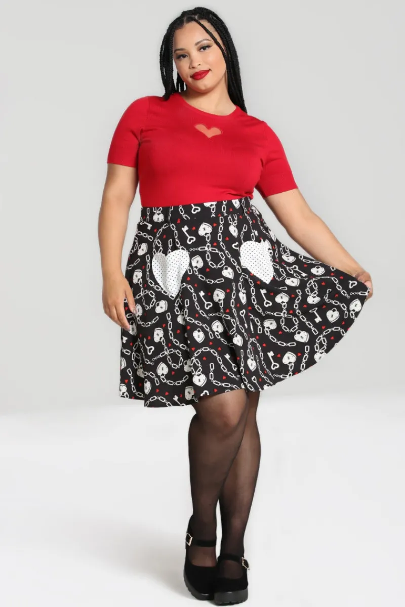 Hell Bunny Heart Lock Mini Skirt Black New
