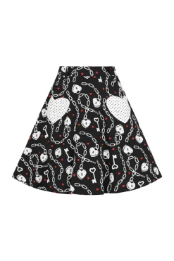 Hell Bunny Heart Lock Mini Skirt Black New