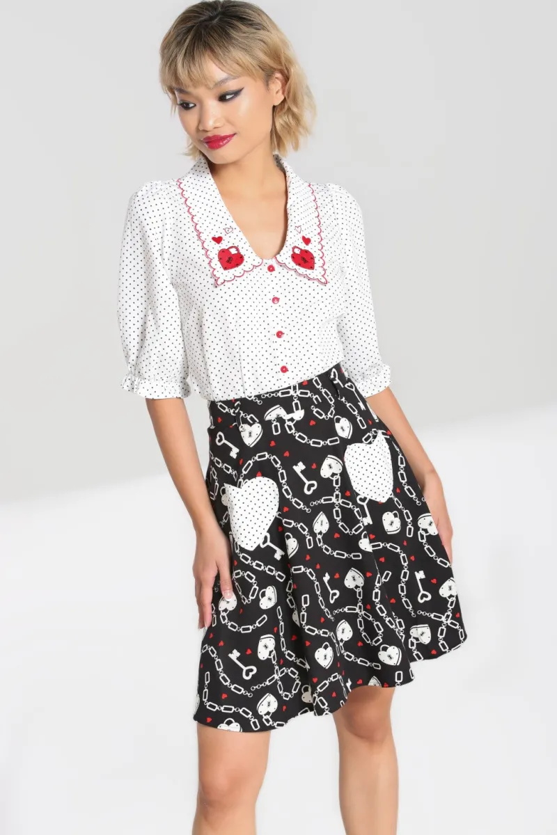 Hell Bunny Heart Lock Mini Skirt Black New