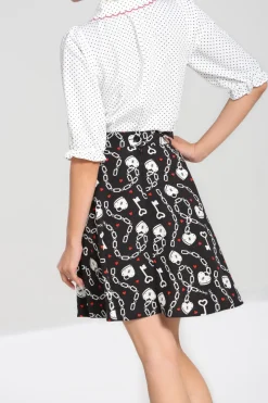 Hell Bunny Heart Lock Mini Skirt Black New