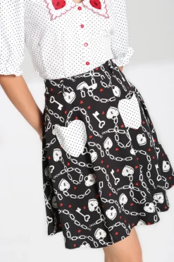 Hell Bunny Heart Lock Mini Skirt Black New