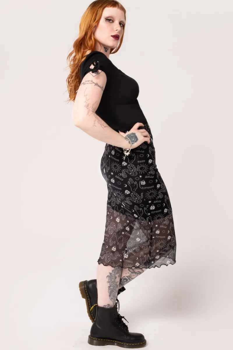 Hell Bunny Hello Goodbye Mesh Skirt Black