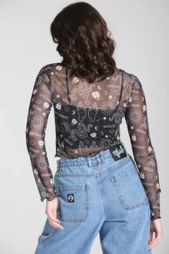Hell Bunny Hello Goodbye Mesh Top Black Outlet