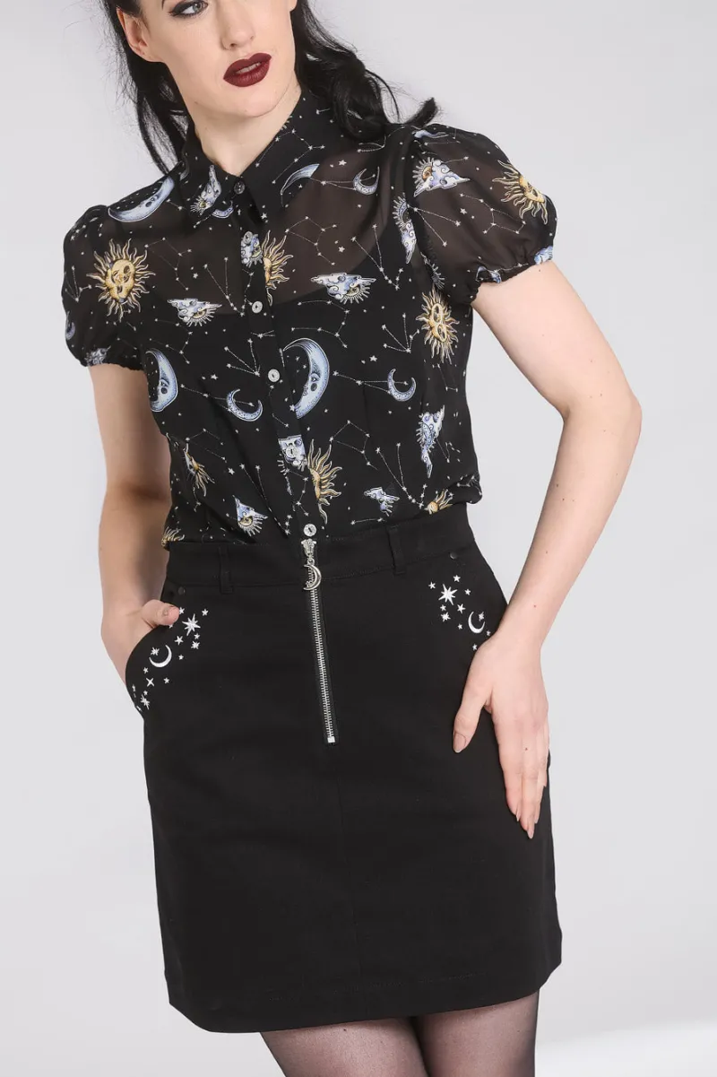 Hell Bunny Interstellar Mini Skirt Black Clearance