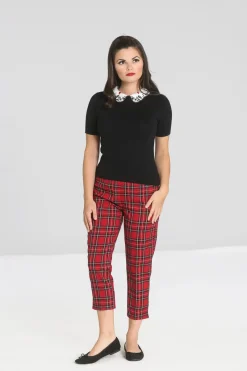 Hell Bunny Irvine Cigarette Trousers Red