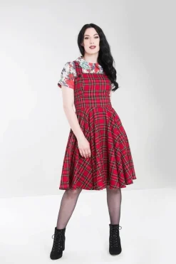 Hell Bunny Irvine Pinafore Dress Red Hot