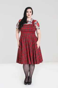 Hell Bunny Irvine Pinafore Dress Red Hot