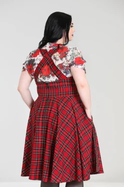 Hell Bunny Irvine Pinafore Dress Red Hot