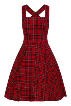 Hell Bunny Irvine Pinafore Dress Red Hot