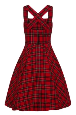 Hell Bunny Irvine Pinafore Dress Red Hot