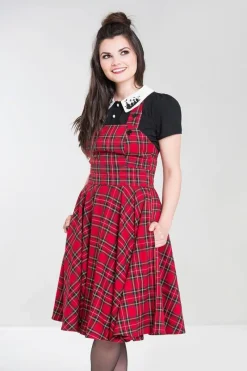 Hell Bunny Irvine Pinafore Dress Red Hot