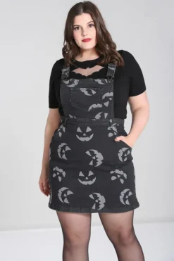 Hell Bunny Jack-O-Lantern Pinafore Dress Black