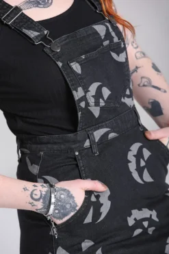 Hell Bunny Jack-O-Lantern Pinafore Dress Black
