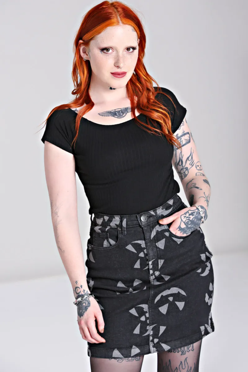 Hell Bunny Jack-O-Lantern Skirt Black