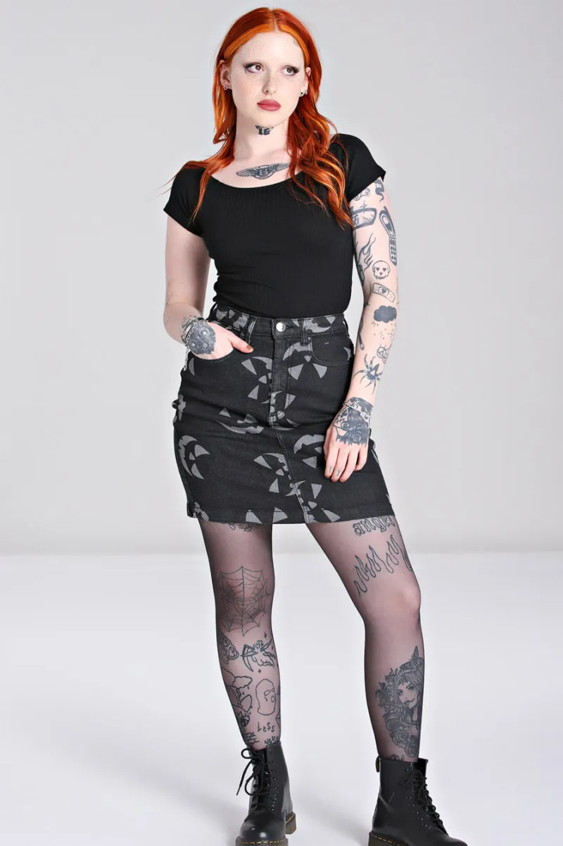 Hell Bunny Jack-O-Lantern Skirt Black