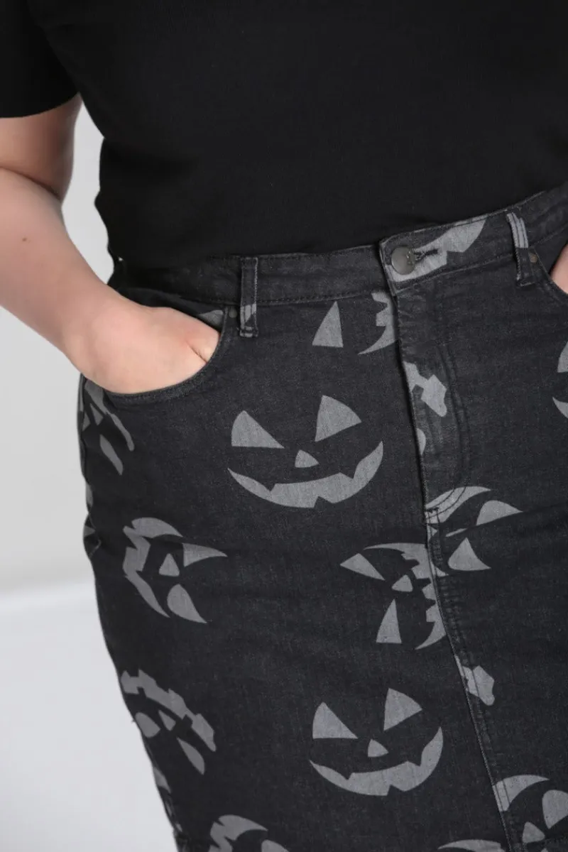 Hell Bunny Jack-O-Lantern Skirt Black