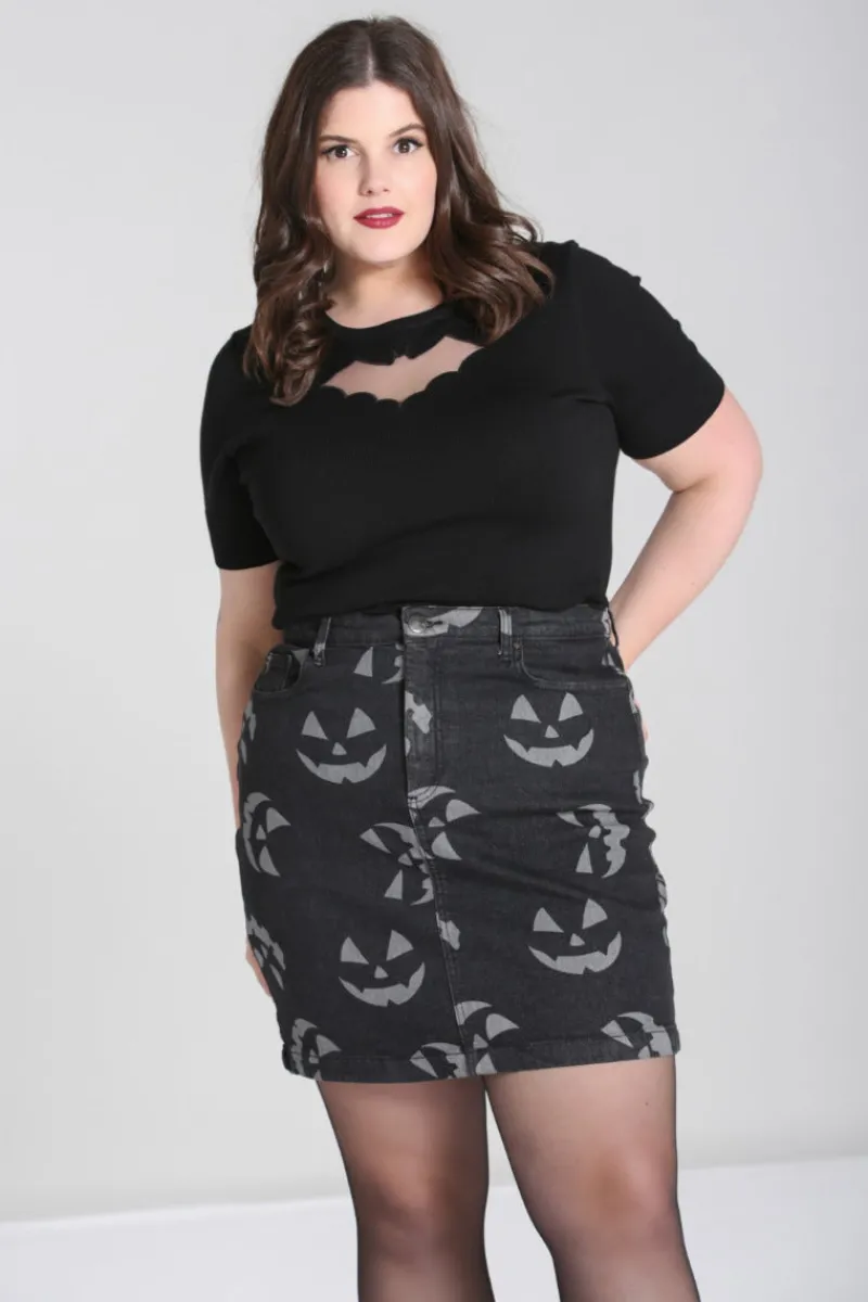 Hell Bunny Jack-O-Lantern Skirt Black