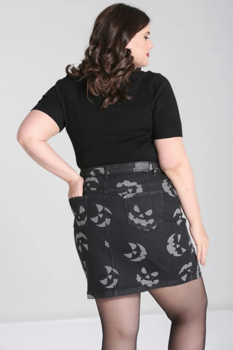 Hell Bunny Jack-O-Lantern Skirt Black