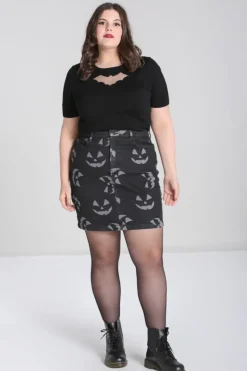 Hell Bunny Jack-O-Lantern Skirt Black