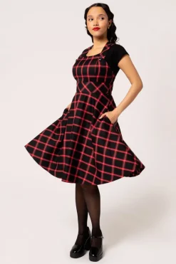 Hell Bunny Janine Pinafore Dress Black/Red Discount