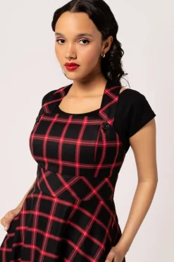 Hell Bunny Janine Pinafore Dress Black/Red Discount