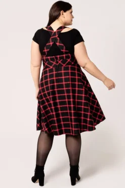 Hell Bunny Janine Pinafore Dress Black/Red Discount
