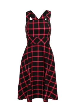 Hell Bunny Janine Pinafore Dress Black/Red Discount