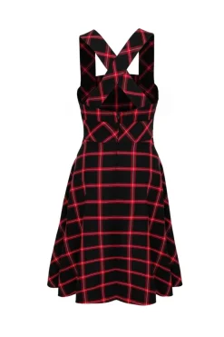 Hell Bunny Janine Pinafore Dress Black/Red Discount