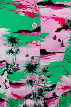 Hell Bunny Kai Knee Dress Green Outlet