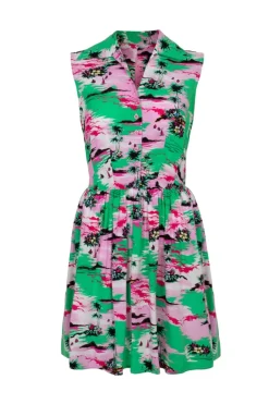 Hell Bunny Kai Knee Dress Green Outlet