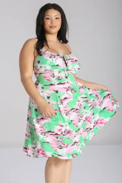 Hell Bunny Kai Knee Dress Green Outlet