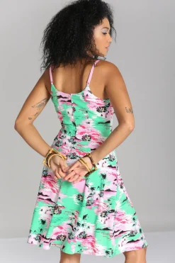 Hell Bunny Kai Knee Dress Green Outlet