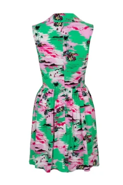 Hell Bunny Kai Mini Dress Green Hot
