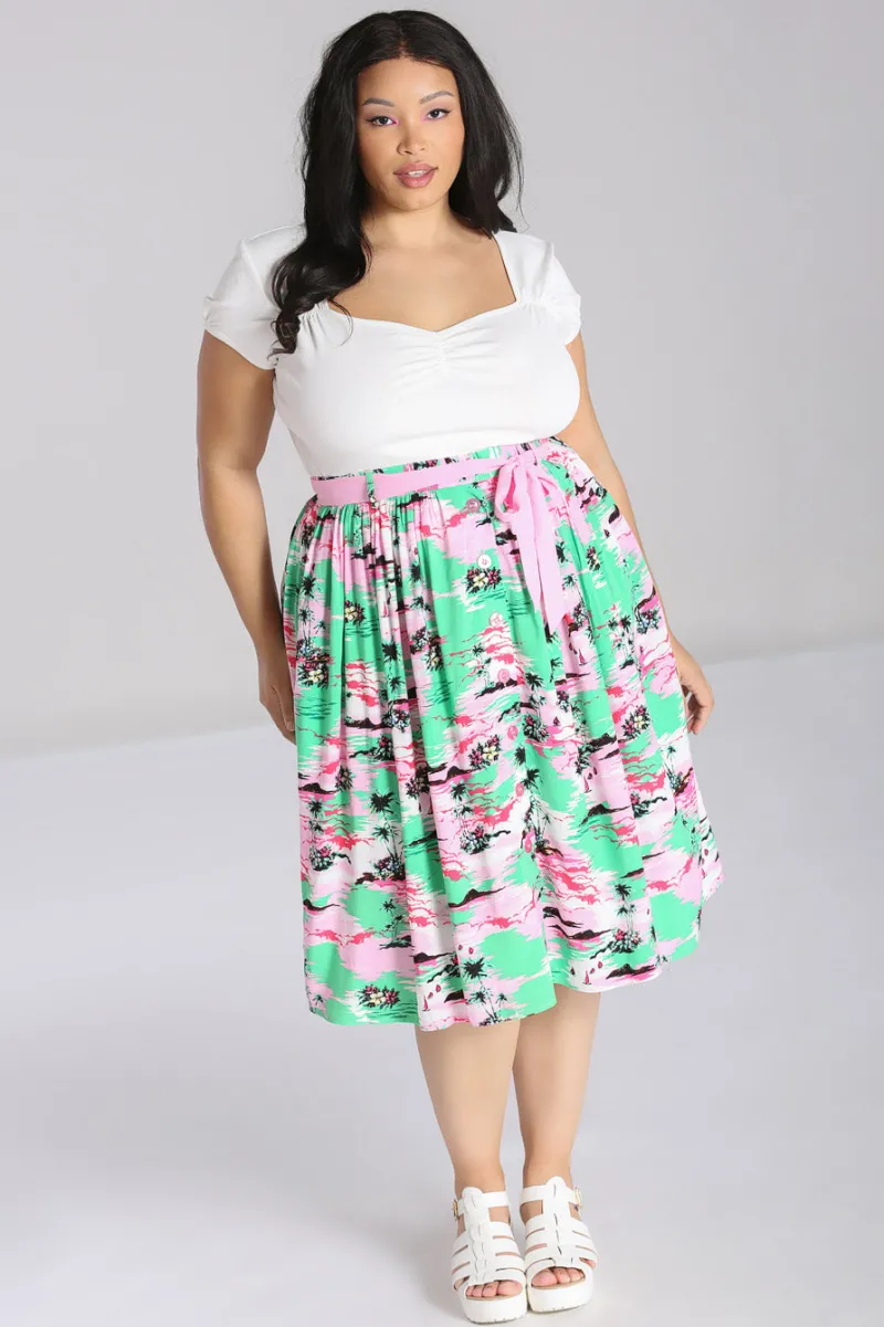 Hell Bunny Kai Skirt Green Best