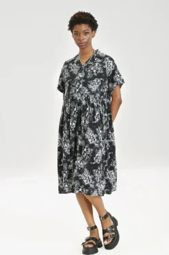 Hell Bunny Kasumi Mid Dress Grey Outlet