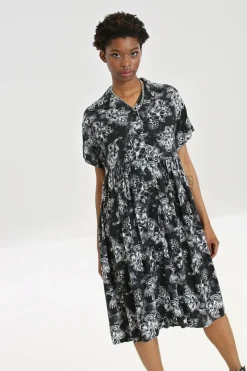 Hell Bunny Kasumi Mid Dress Grey Outlet