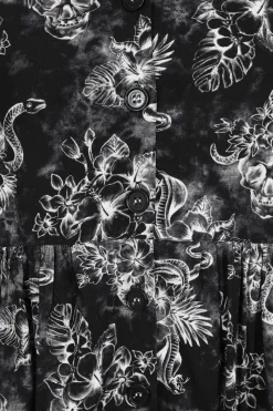 Hell Bunny Kasumi Mid Dress Grey Outlet