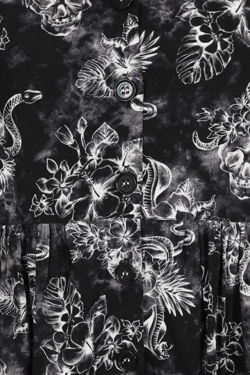 Hell Bunny Kasumi Mid Dress Grey Outlet