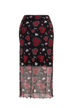 Hell Bunny Kate Heart Mesh Skirt Black Online