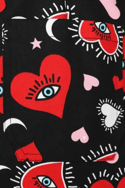 Hell Bunny Kate Heart Pinafore Dress Black Outlet