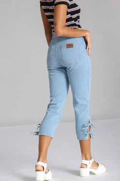 Hell Bunny Kiralee Cropped Jeans Blue Clearance