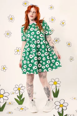 Hell Bunny Kitsch Daisy MIni Dress Green Online